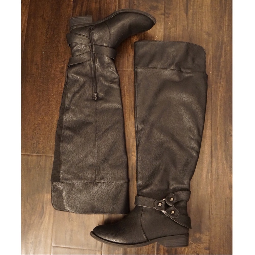 Over the knee wide fit leather boots
